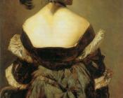 汉斯 马卡特 : dame mit federhut in ruckenansicht